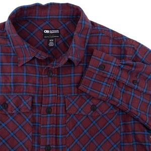 Outdoor Research Feedback Lightweight Plaid Flannel Shirt Mens Medium Button Up